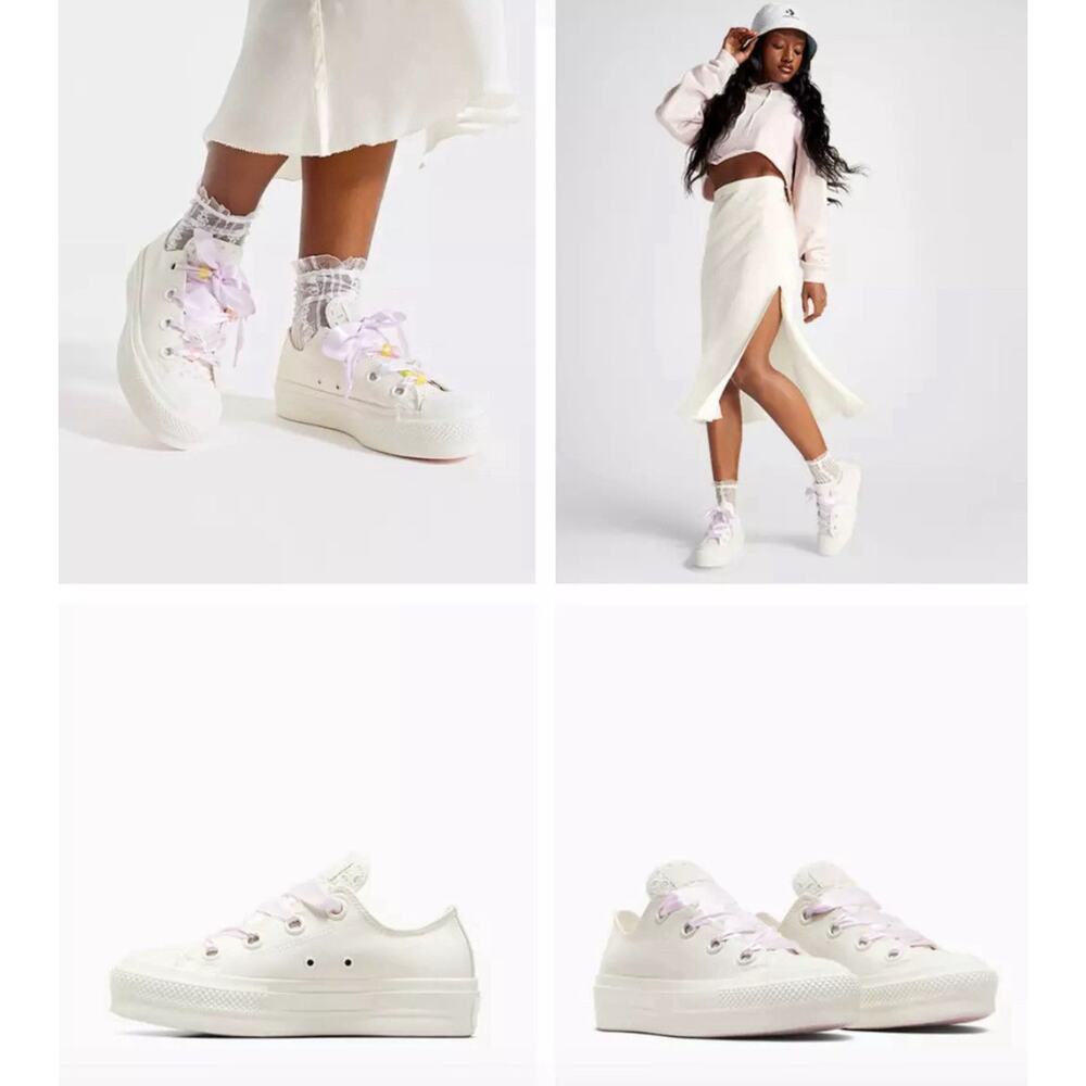 Converse Chuck Taylor Size 11 Matte Satin Lift Platform A10301C Egret Lilac Daze